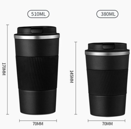 Double Stainless Steel Coffee Thermos Mug Leak-Proof with Non-slip Case 380ml/510ml