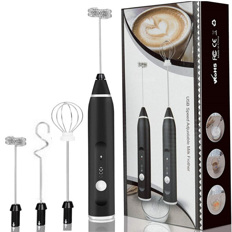 3 Modes Electric Handheld Milk Frother Blender With USB Charger Whisk Mixer For Coffee Cappuccino