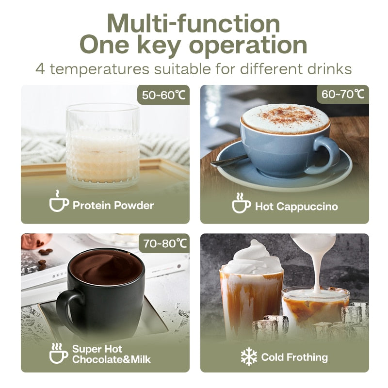 Electric Milk Frother Foamer Maker Milk Heater Whisk Warmer Coffee Foamer  For Making Latte Cappuccino Hot Milk Hot Chocola
