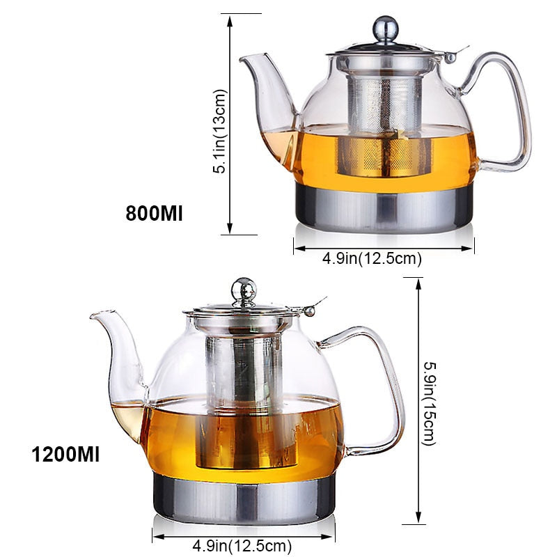 Glass Teapot Gas Stove Induction Cooker Water Kettle With Filter Heat –  TheWokeNest