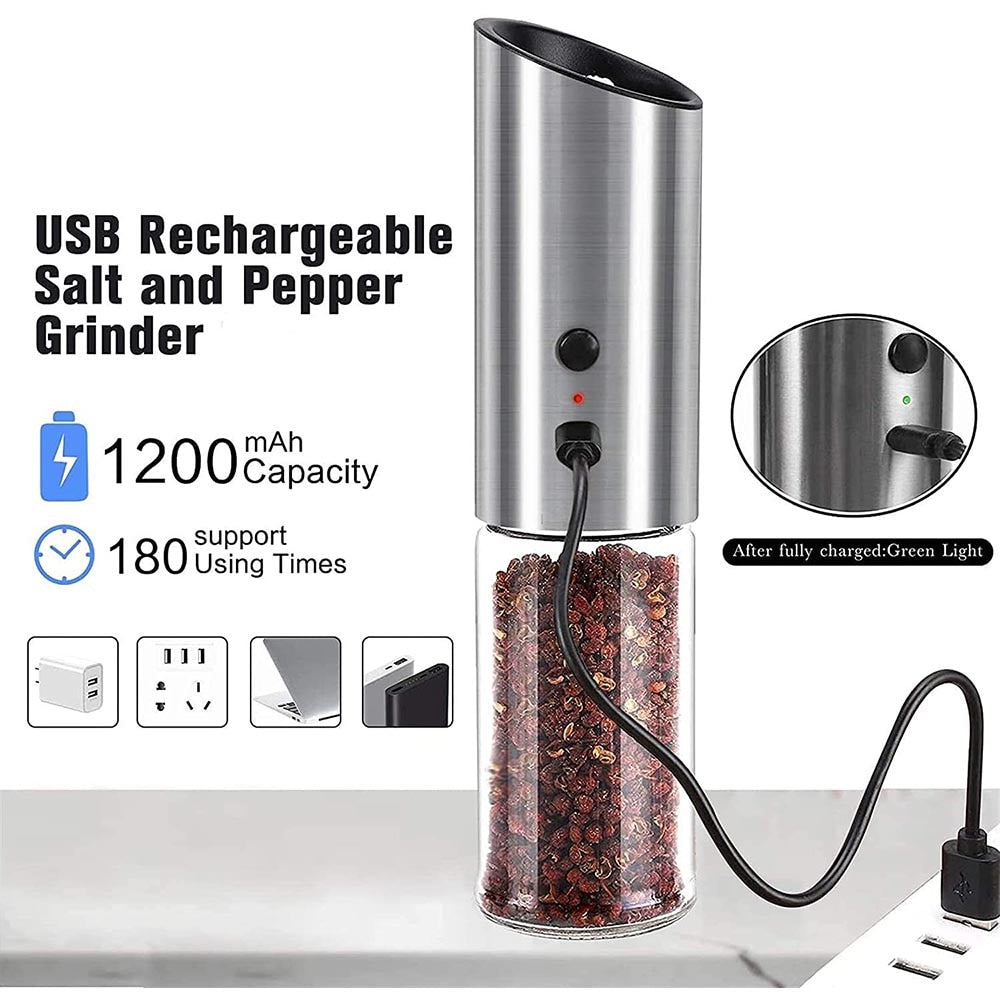 Usb Rechargeable Pepper Grinder - Adjustable Electric Sea Salt