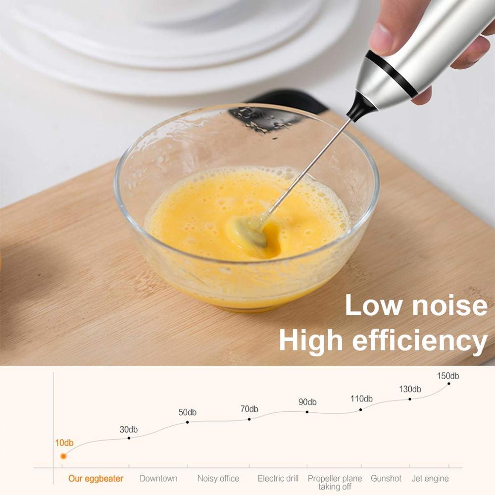 USB Rechargeable Electric Milk Frother Handheld Double Whisk Foam