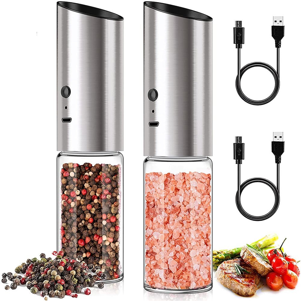 Electric Salt and Pepper Grinder Set - USB Rechargeable With Dual