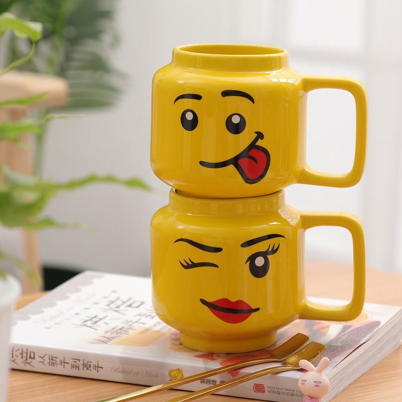 250ml Smile Ceramic Mug Expression Cartoon Coffee Home Breakfast Milk Cereal Cup Children Christmas Gift Cups