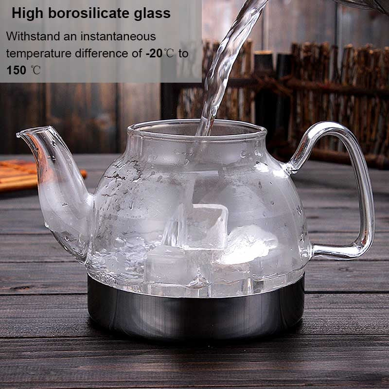 Glass Teapot Gas Stove Induction Cooker Water Kettle With Filter Heat Resistant 800/1200ML