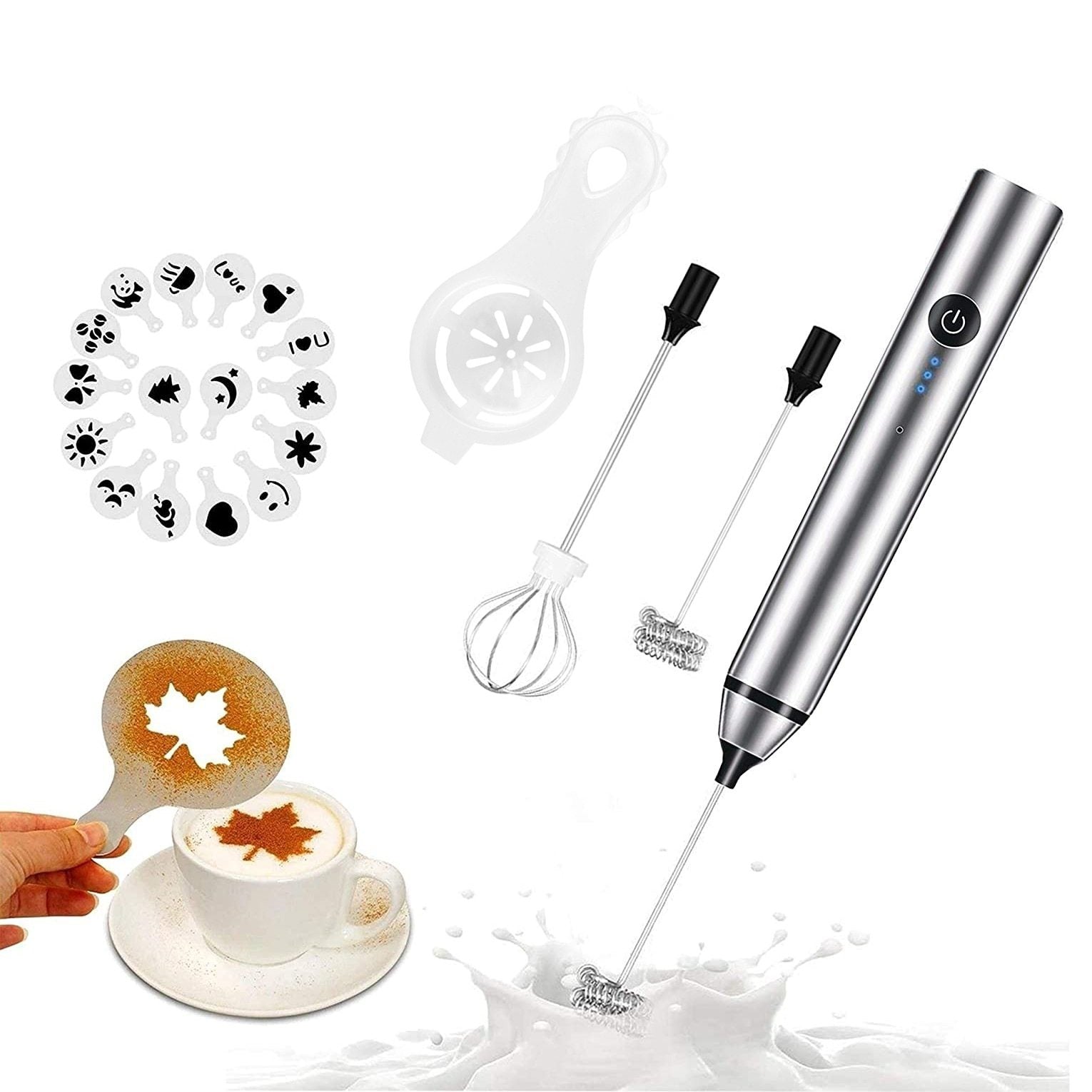 Blender Milk Frother Handheld Electric Mixer Foam Maker Stainless