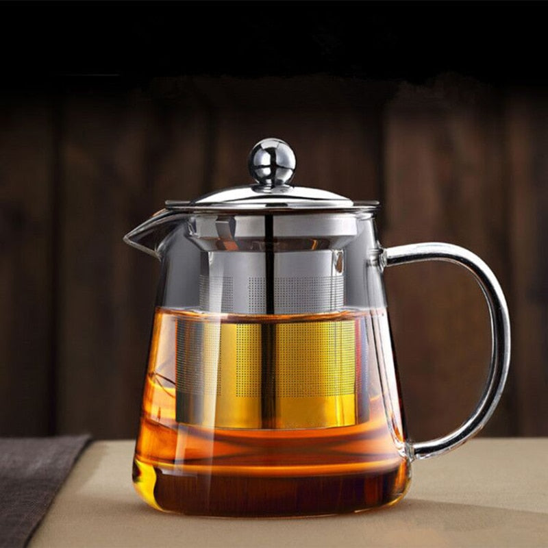 Heat Resistant Glass Stovetop Teapot Kettle With Stainless Steel