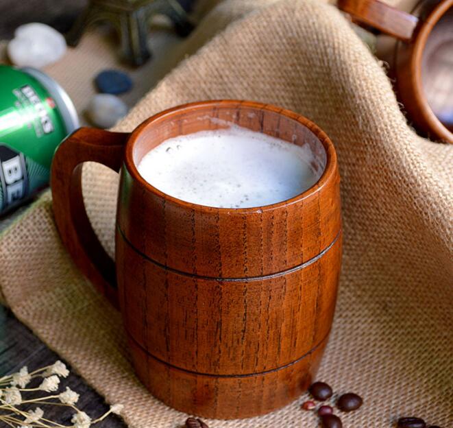 Classic Style Natural Wood Cup Wooden Beer Mugs 350ml – TheWokeNest