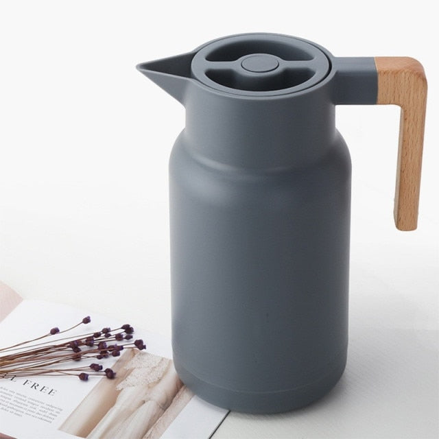 Nordic Insulated Thermos With Flat Wooden Handle