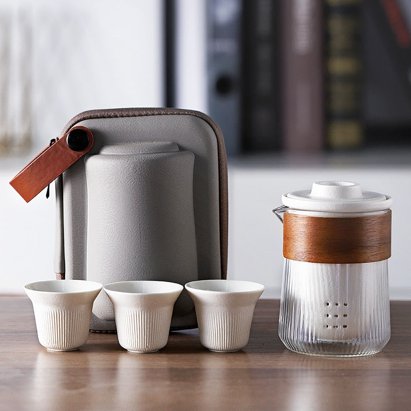 Minimalistic Travel Tea Set Ceramic Portable Teaware Sets