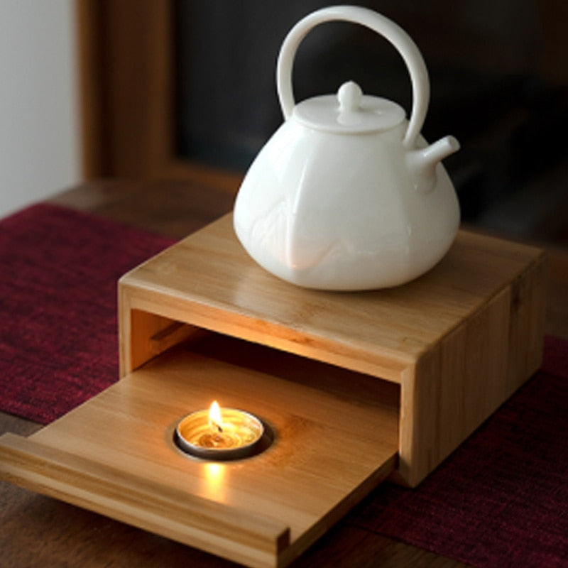 Coffee Tea Warmer with Tea Candle Base Teapot Heating Base Holder Hollow  Frame Beautiful Tea Light Warmer for Hiking Kitchen Style A