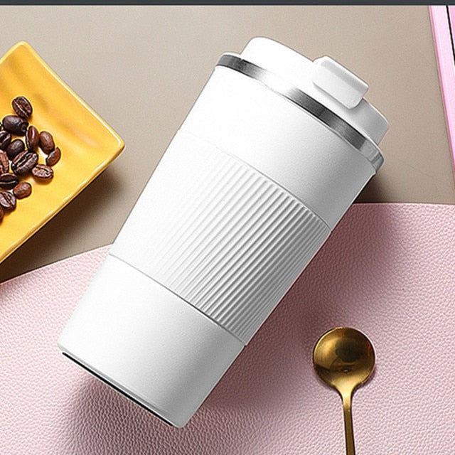 380ml/510ml Double Stainless Steel Coffee Mugs with Non-slip Case Car  Vacuum Flask Travel Thermos Bottle Christmas Gifts