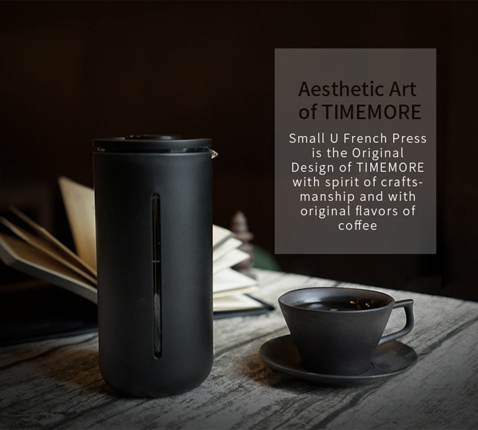 Nordic French Press Coffee Maker Small 450ml Mug White Black Travel