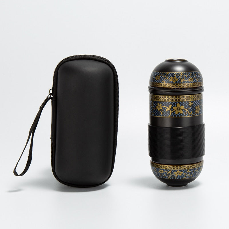 Chinese Portable Tea Pot and Cup Travel Tea Set Ceramic Storage Bag