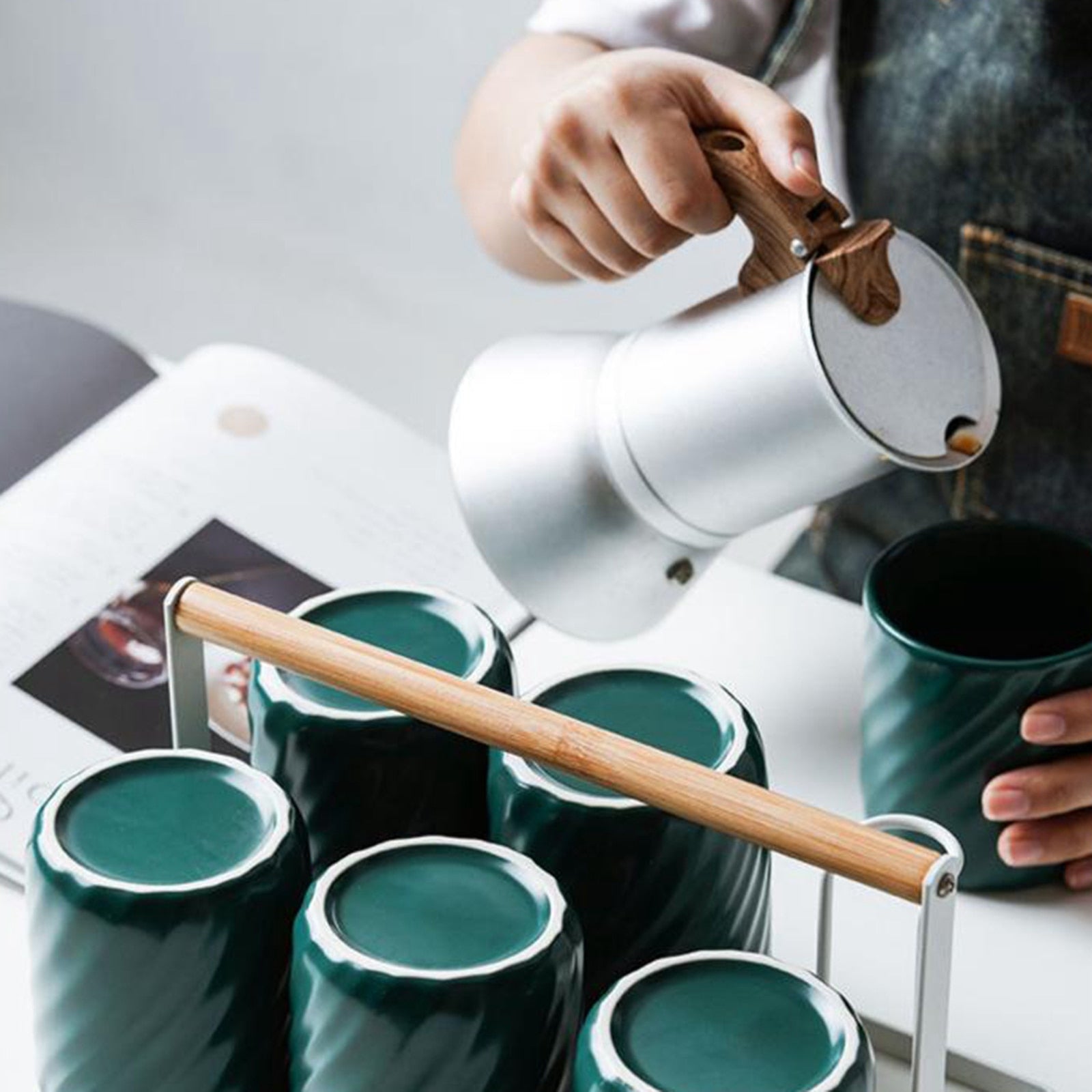 Aluminum Coffee Maker 3 Cups Espresso Pot Moka Pot Induction Cooker 150ml