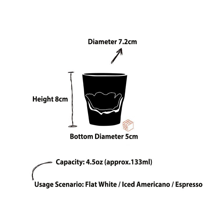 Barista Latte Cup Mug Coffee Or Tea Glass Mugs 4.5oz