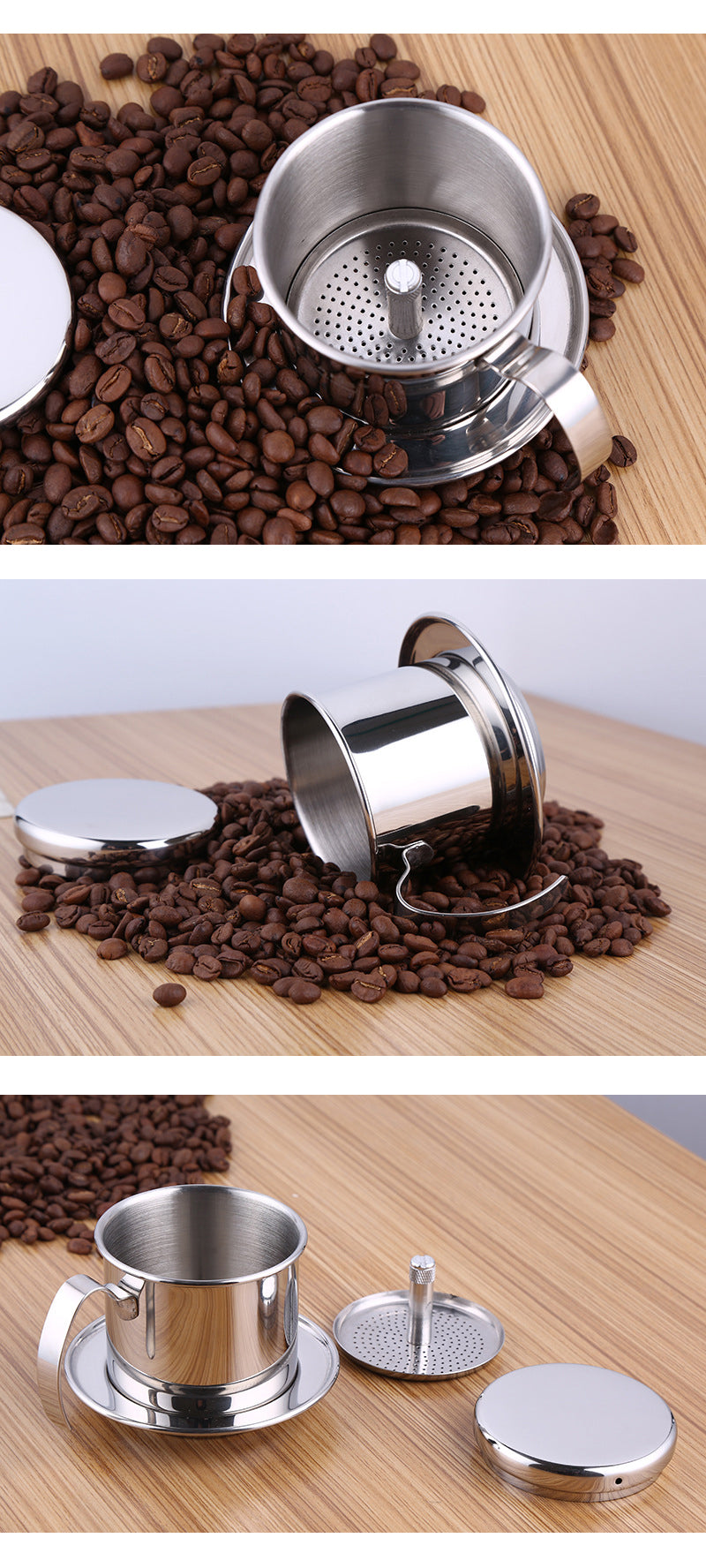 Vietnamese Coffee Maker Filter Set | French Press Style Coffee Filters |  Pour Over Coffee Dripper | Portable Coffee Makers 1 Cup | Single Serve  Coffee