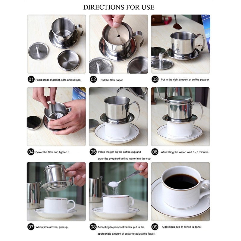Vietnamese Coffee Dripper Stainless Steel Portable Pour Over